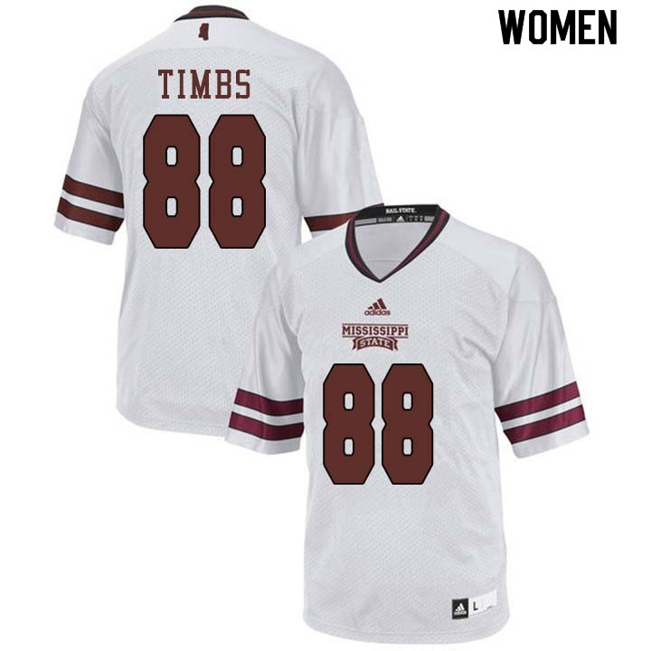 Women #88 Sherman Timbs Mississippi State Bulldogs College Football Jerseys Sale-White